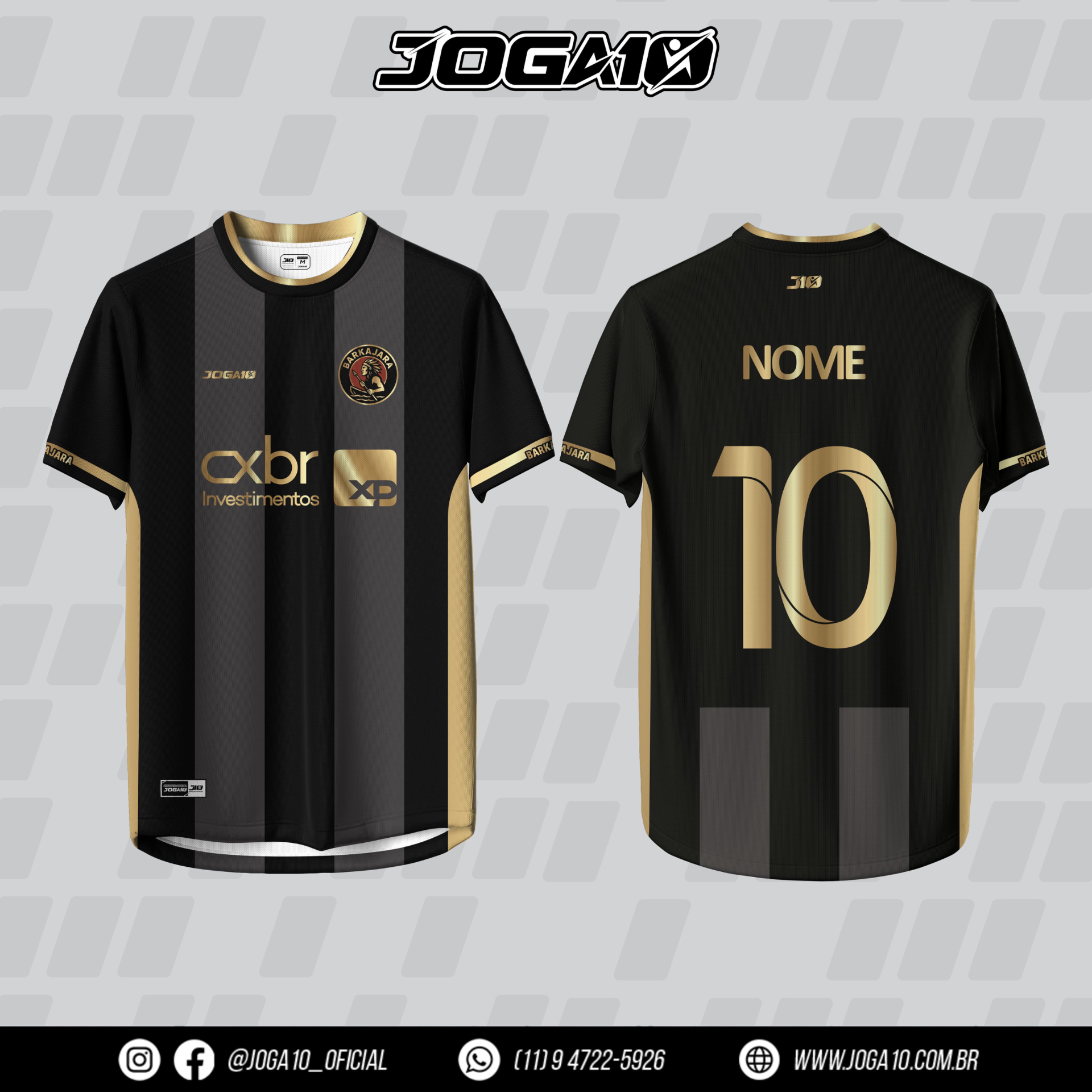 Camisa de goleiro preta do Barkajara FC, frente e costas
