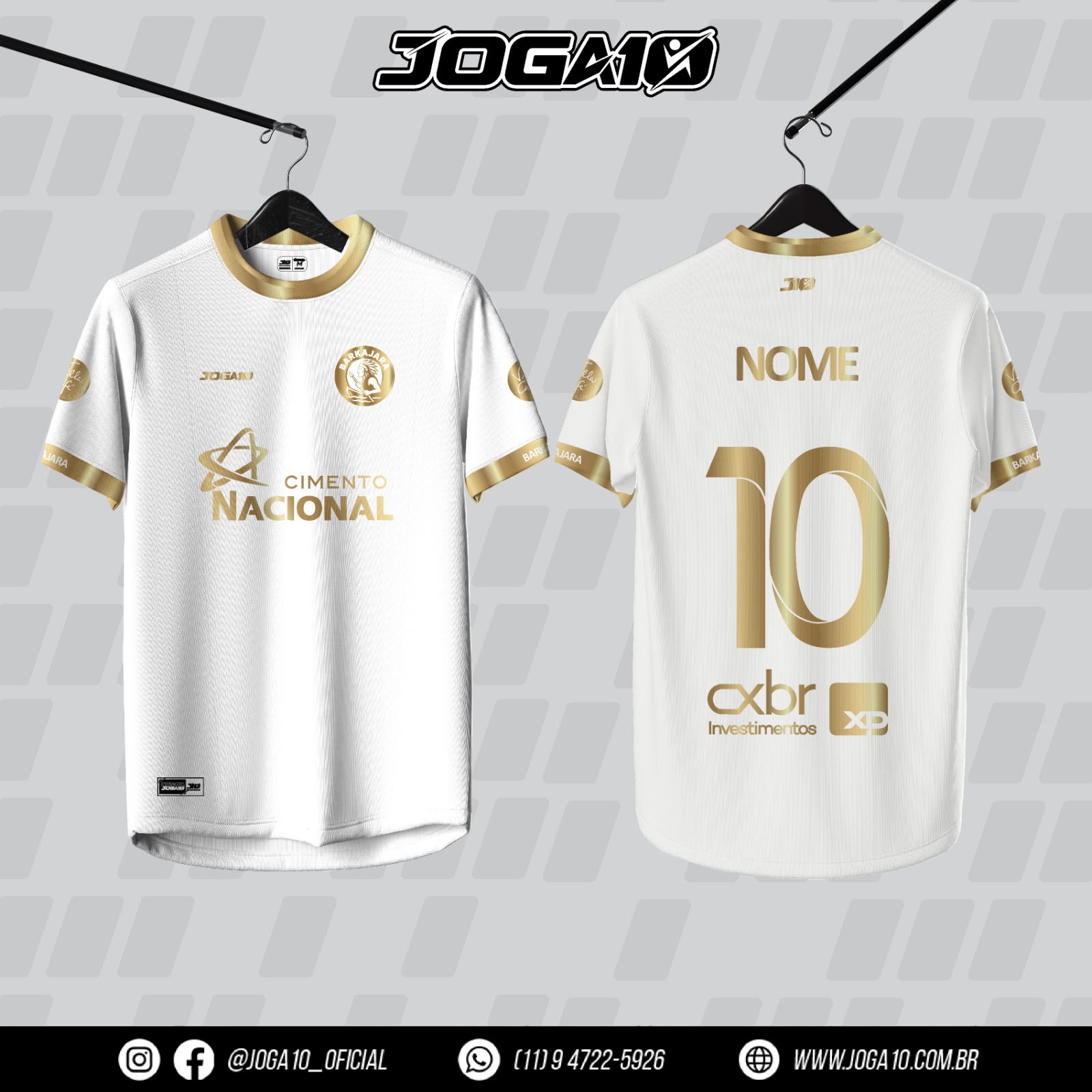 Camisa reserva branca do Barkajara FC, frente e costas